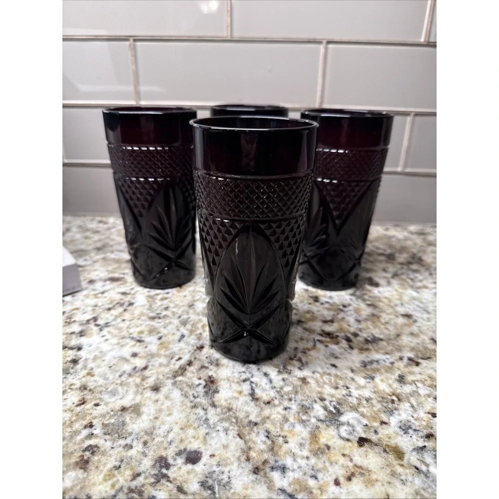 ARC International D'Arques Luminarc Ruby Red Glass Tumbler France Set 4 W/ Box